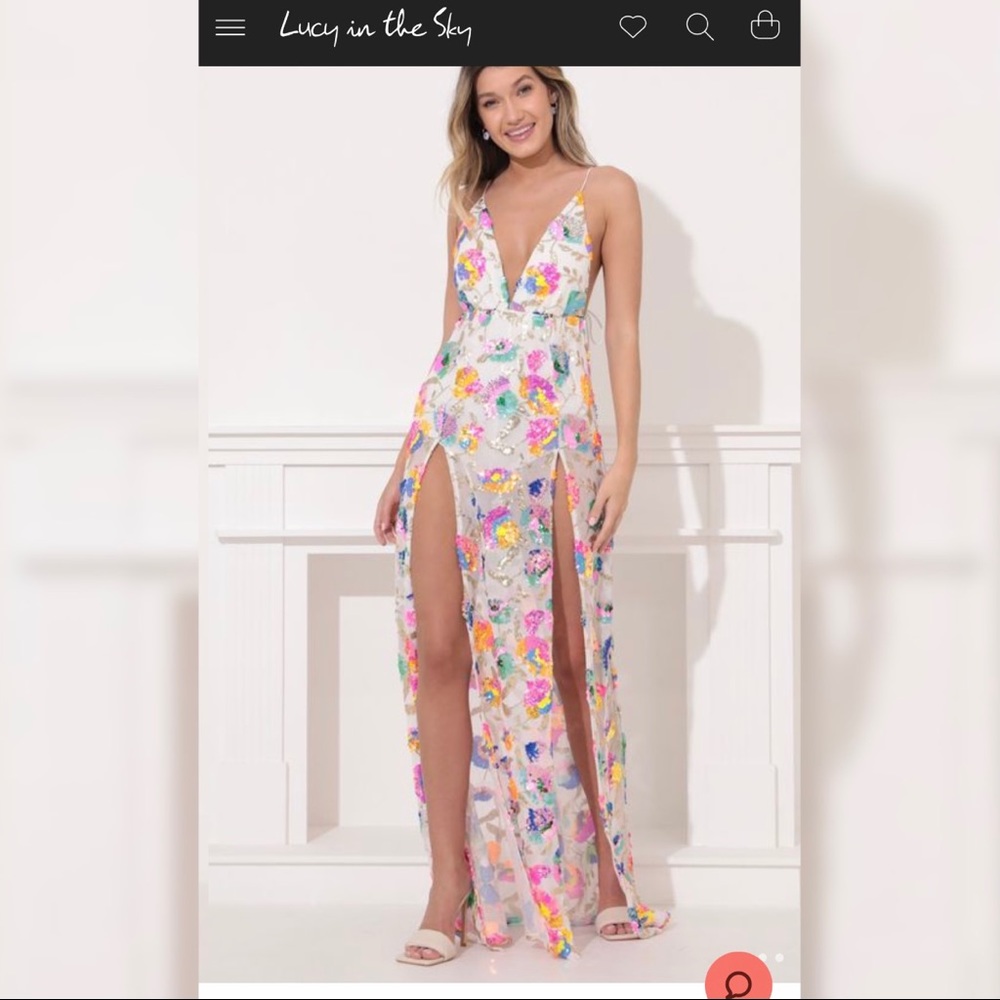 Lucy In The Sky Skylar Sequin Summer Dress White